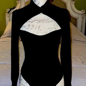 Forever21 Black Bodysuit sheer arms